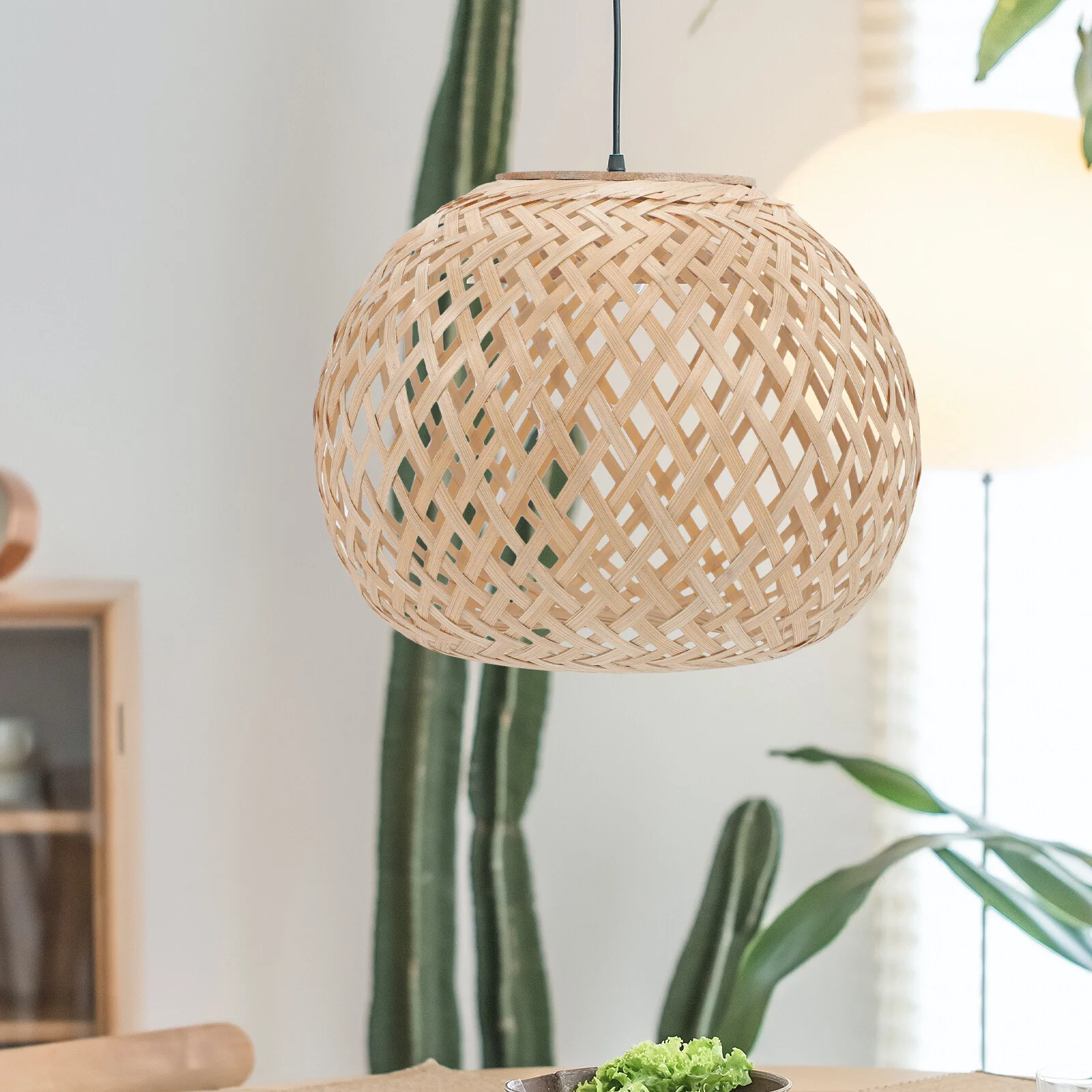 Bamboo Lampshade Boho Lamp Shade Household Bohemian Ceiling Lights Weaving Hanging Restaurant Woven Pendant