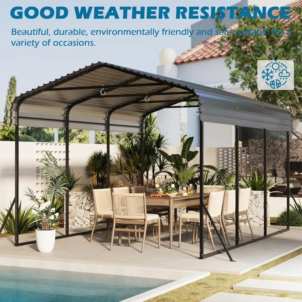 

10x15 Carport Heavy Duty,Metal Carport with Galvanized Steel Roof,Metal Car Garage Multi-Use Shelter Outdoor Portable,Customized