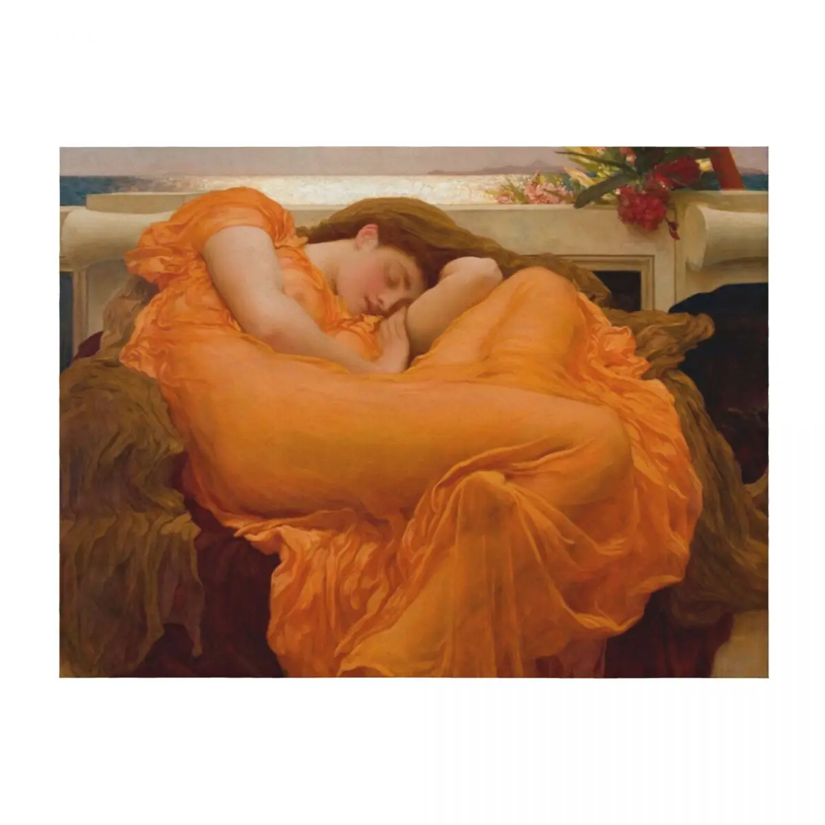 

Flaming June Oil Painting by Frederic Lord Leighton Throw Blanket wednesday Quilt Hairy Blankets Sofas Of Decoration Blankets