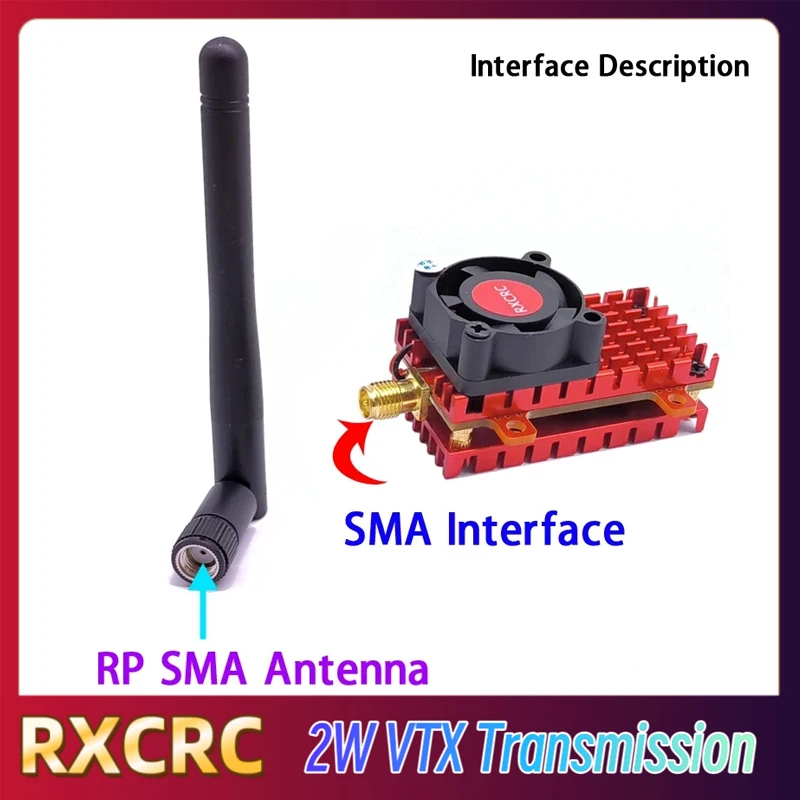 

RXCRC 5.8G Module 48CH 2000mW VTX Transmission Power Adjustable Built-in microphone for RC FPV Long Range Fixed-wing Drones.