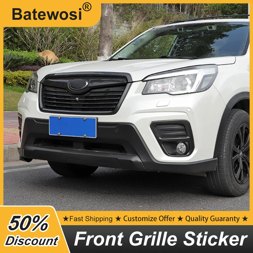 For Subaru Forester 2019 2020 2021 Front Bumper Mesh Grille Sticker Trim Cover Matt Black Glossy Black Carbon Color Decoration