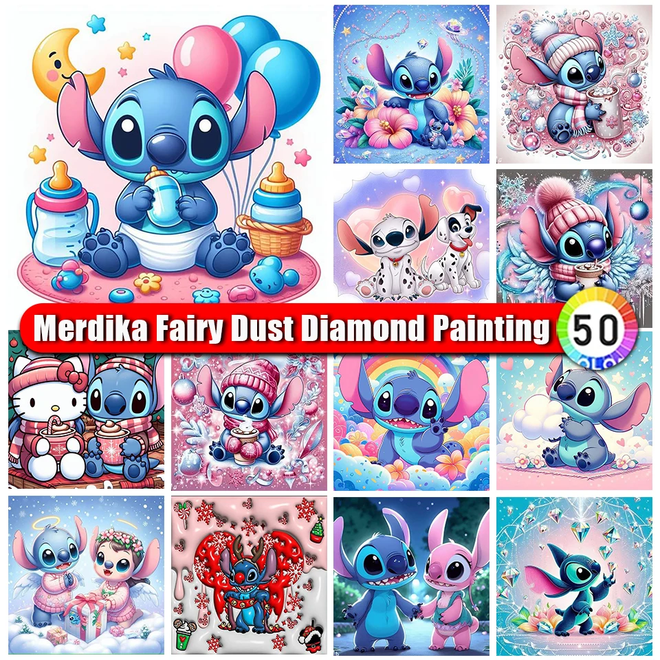 

Picture Size Fairy Dust diamond Painting Disney Stitch Full Square Round diamond Embroidery Mosaic Picture of Rhinestones Gift