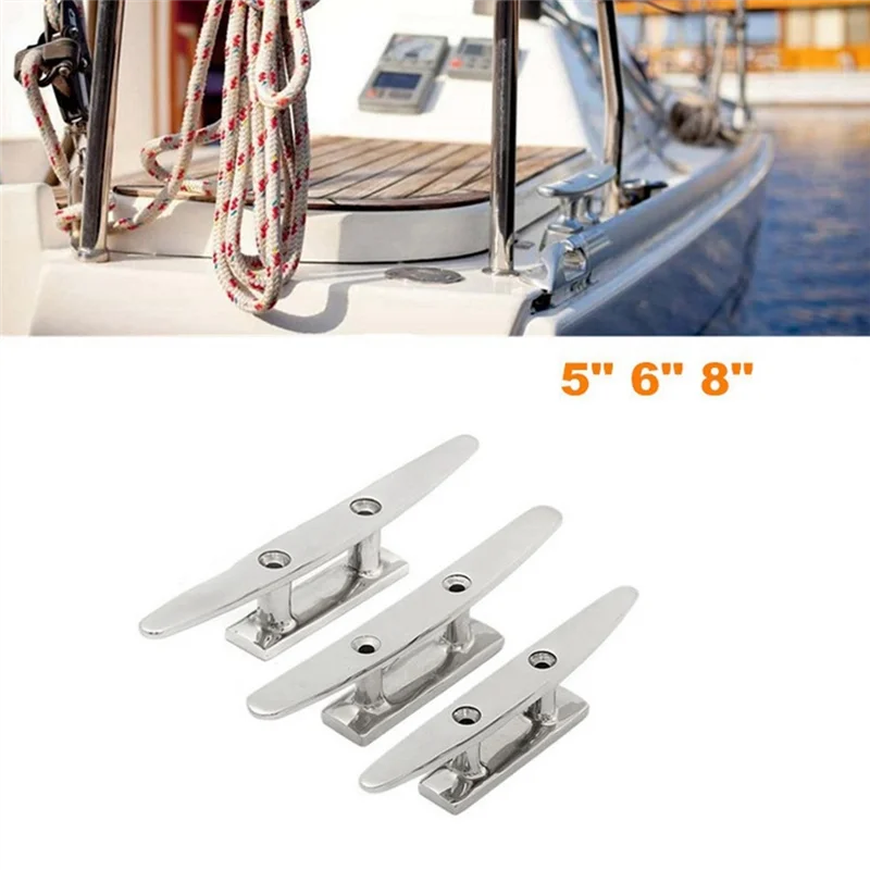 

4 Pcs 8 Inch Open Base Boat Cleat 316 Stainless Steel Hardware Boat Cleats For Marine Boat Deck Rope Tie Yacht