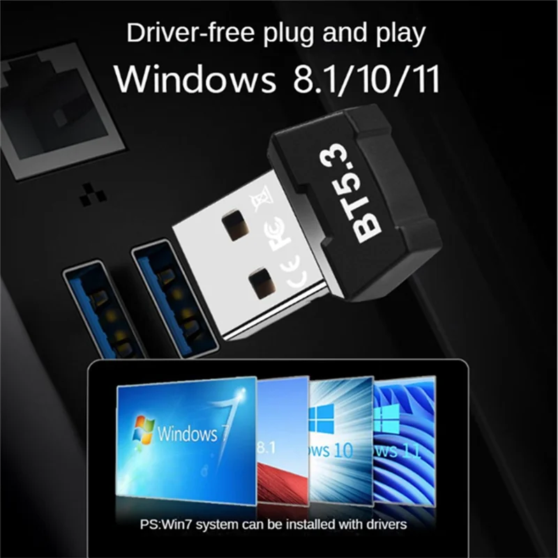 RTL5.3 Bluetooth-адаптер без драйверов Компьютер USB Беспроводной Bluetooth-приемник Передатчик Bluetooth Аудиогарнитура Прочный