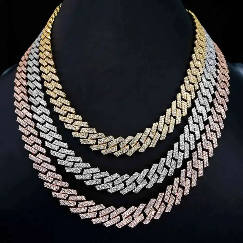 

Wholesale Custom Size Sterling Silver 925 d Vvs Moissanite Hip Hop Iced Out Cuban Link Chain Diamond Fine Jewelry Necklace