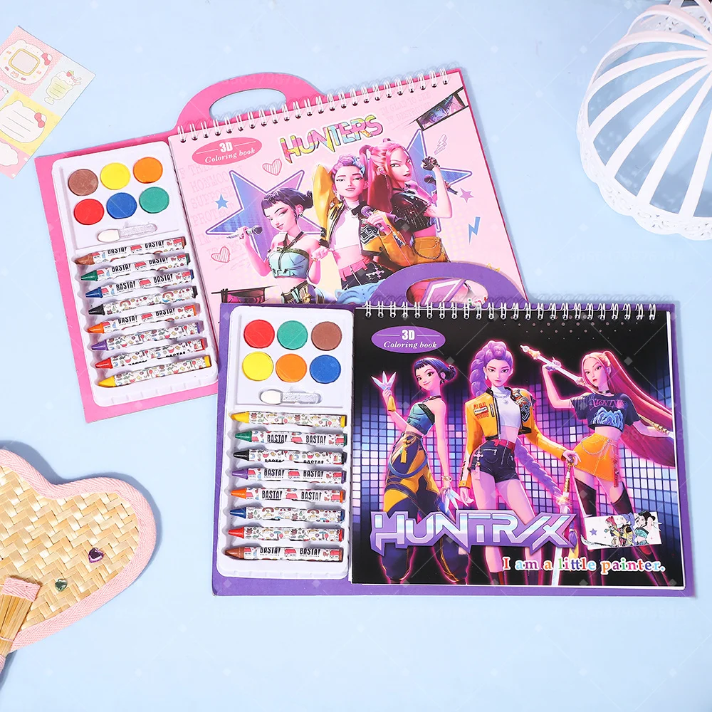 لوحة فنية تحت عنوان Kpop Demon Hunters للأطفال، كتاب تلوين خربش آمن وممتع مع فكرة هدية للأطفال بتصميمات الملكة #1