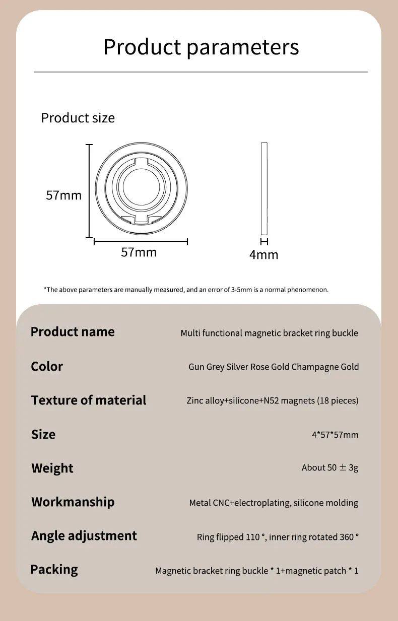 Handy Starker Magnethalter für Magsafe Doppelseitiger Magnetständer Tragbare klappbare Ringhalterung für Xiaomi iPhone 14 15 – Detail 13