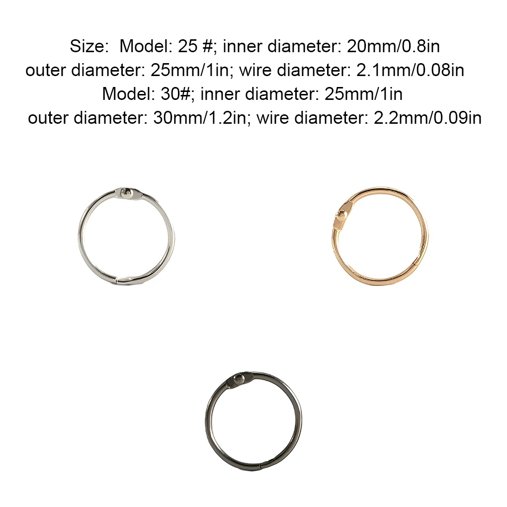 Imagem -06 - Loose-leaf Metal Binder Rings Faça Você Mesmo Book Hoops Articled para Home Cards Chaveiro Scrapbook Gold Inner 20 mm 50 Pcs