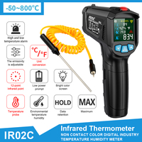 Digital Infrared Thermometer Pyrometer Double Laser High Temperature Meter Gun IR02 Heat Meter Outdoor Food Kitchen Thermometers