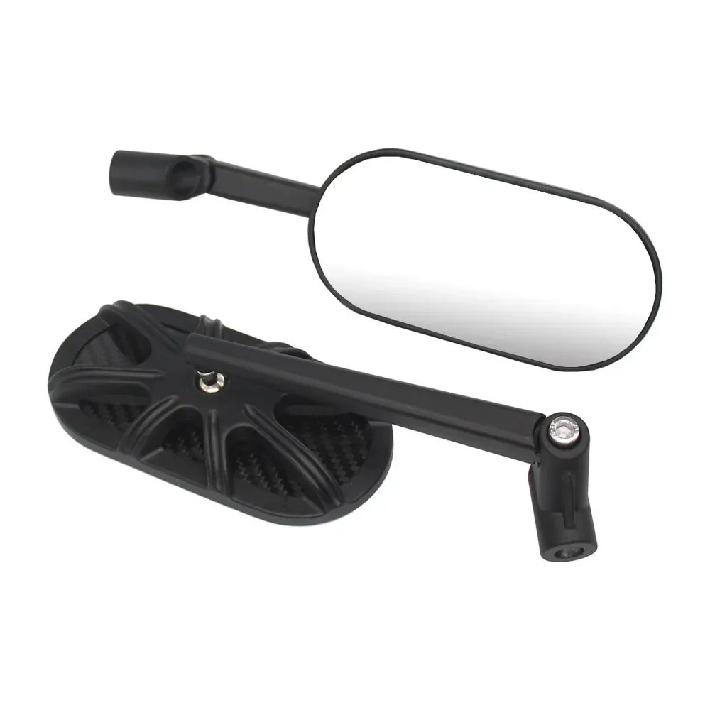 WB2 Carbon Fiber Shell Aluminum Stem Motorcycle Mirror 360 Degree Rotatable 10mm Thread Mount Universal Cruiser Bobber