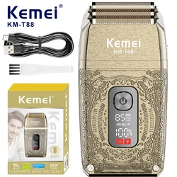 Kemei Compound Three Knife Net Shaver Digital Display Electric Shaver Head Oil Head Gradient Shaver USB Charging Model KM-T88