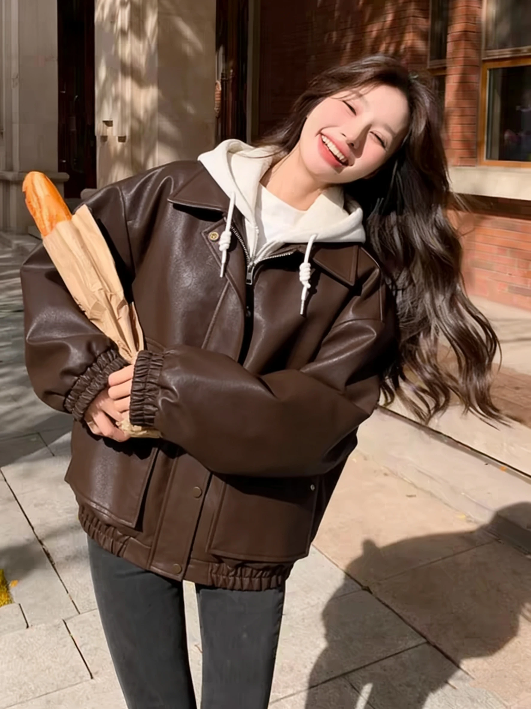 

Retro American Sle ort Cotton Jaet with Hood Versatile Warm Slimming Design for Women New Winter Faion