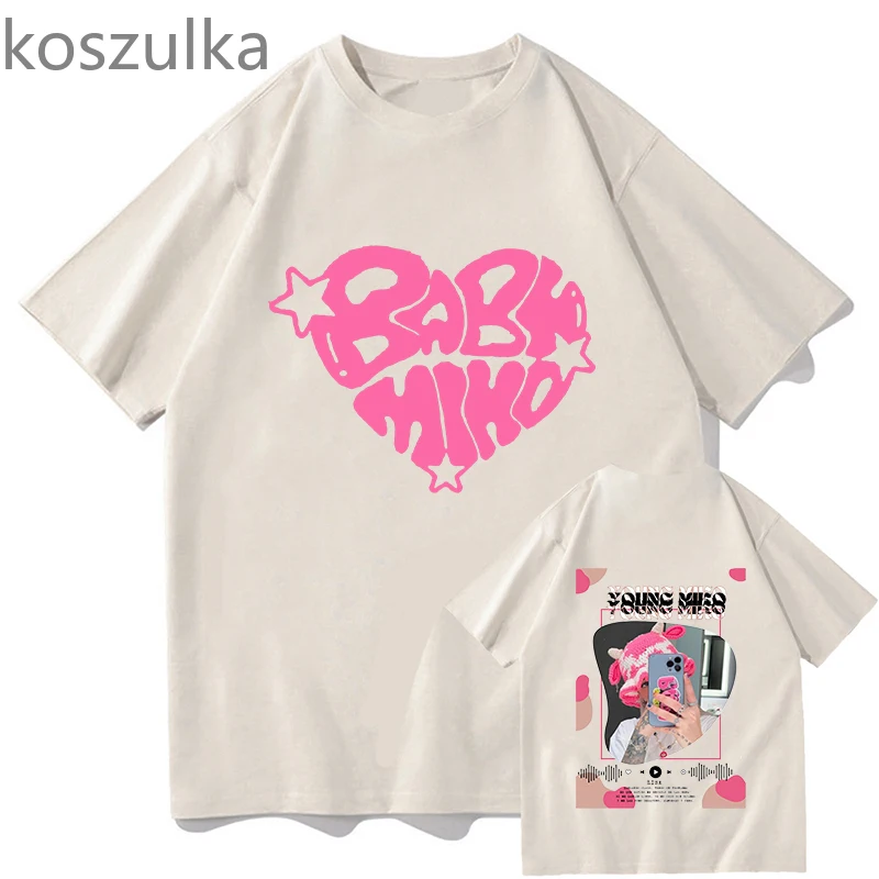 Young Miko Heart Graphic Print Tshirt Korean Y2k Kpop T-shirts Fans Gift Men Women\'s Casual Short Sleeve Oversized Tee Shirts