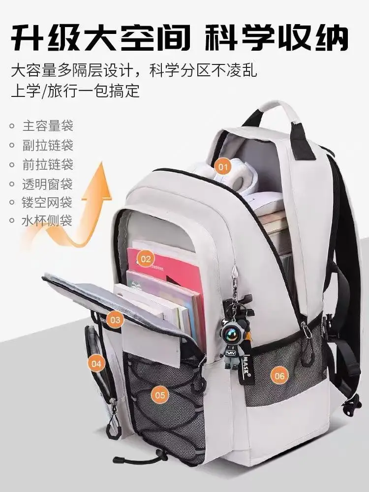 Middle School Student Backpack, Large Capacity Backpack, Reduced Load, Spine Protection, Men's and Women's Backpacks