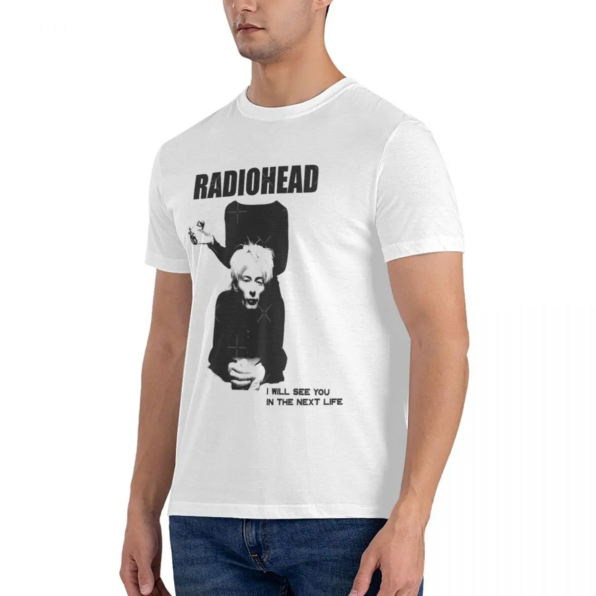 Radiohead Thom York Men graphic T Shirts R-Radiohead Tee Shirt Short Sleeve Crewneck T-Shirts Pure Cotton Gift Idea Tops fugees