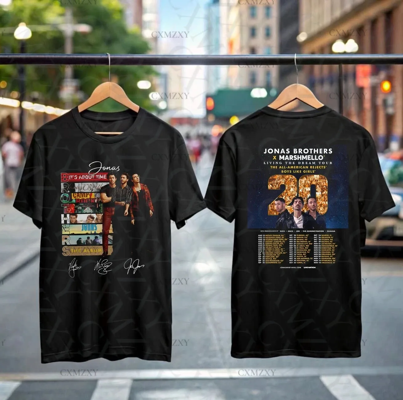 

20 Living the Dream Tour 2025 100% Cotton T-Shirt Gifts for Fans Jonas Brothers Marshmello