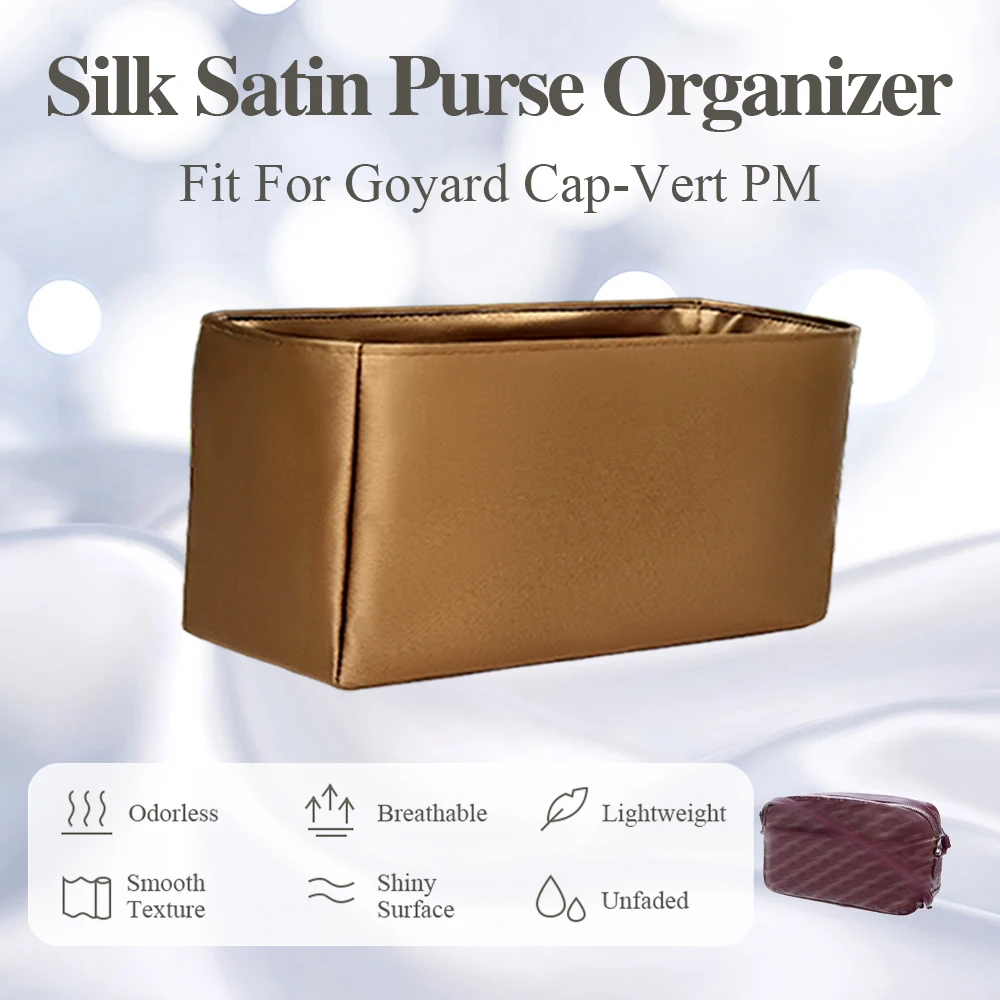 

Silk Satin Purse Organizer Insert Fit for Goyard Cap-Vert PM Handbag Small Inner Liner Bag In Bag Organizer Insert Inside Bag