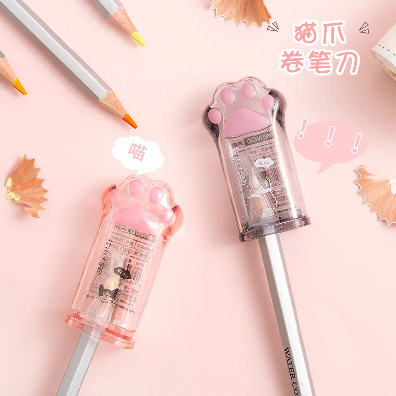 Kawaii Cat Paw Pencil Sharpener Cute Portable Kids School Stationery Gift image 2