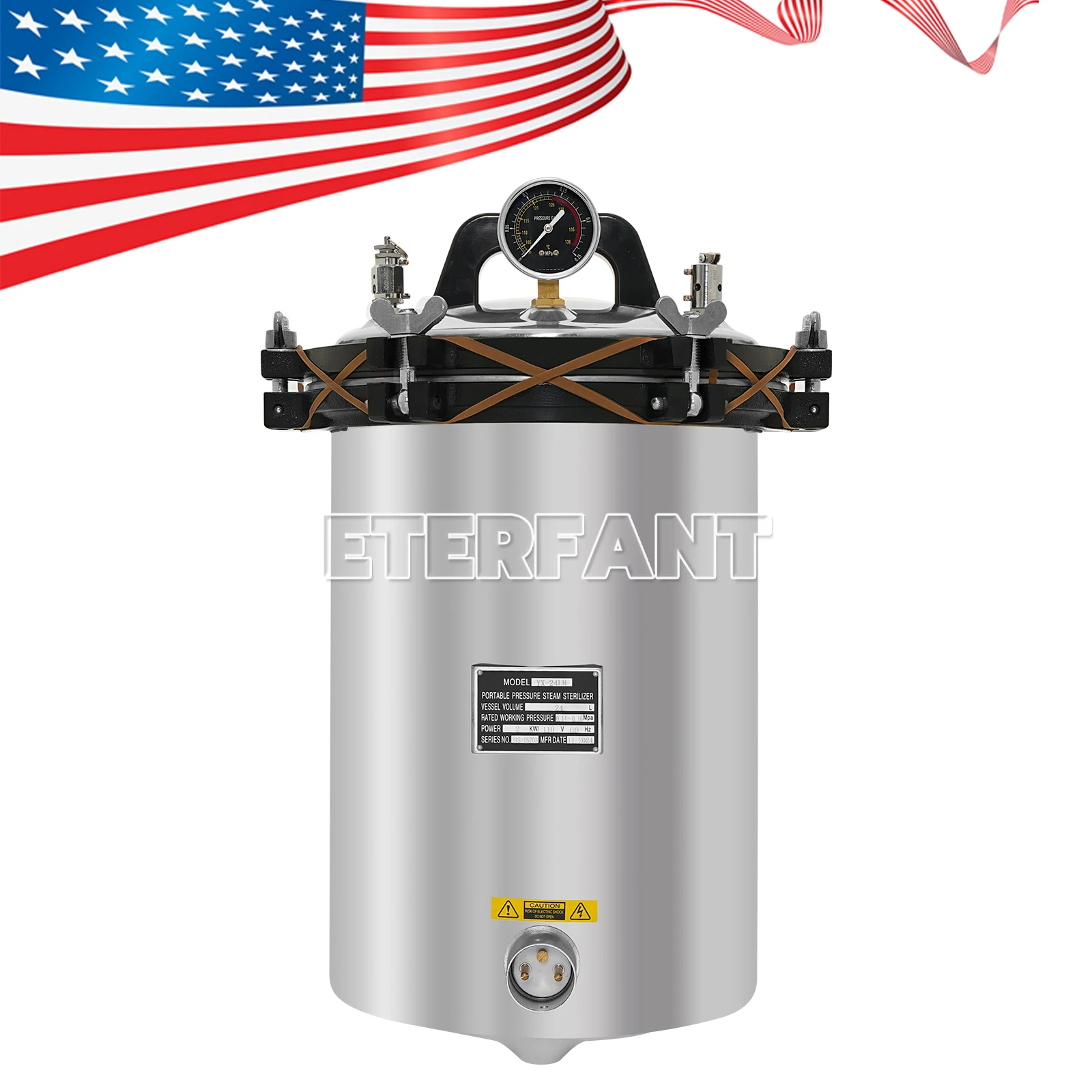 หม้อนึ่งฆ่าเชื้อแบบตั้งโต๊ะ ความจุ 24 ลิตร ทำจากสแตนเลส ใช้ความดันและไฟฟ้า/ใช้ถ่านและไฟฟ้า/หม้อนึ่งฆ่าเชื้อด้วยไอน้ำและรังสียูวี ความจุ 27 ลิตร