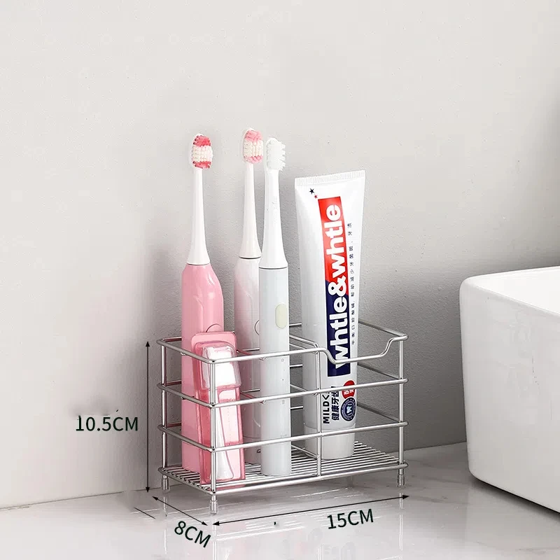 304 Stainless Steel Electric Toothbrush Holder Bathroom and Toiletries Toothpaste Shaver Grid Storage Rack