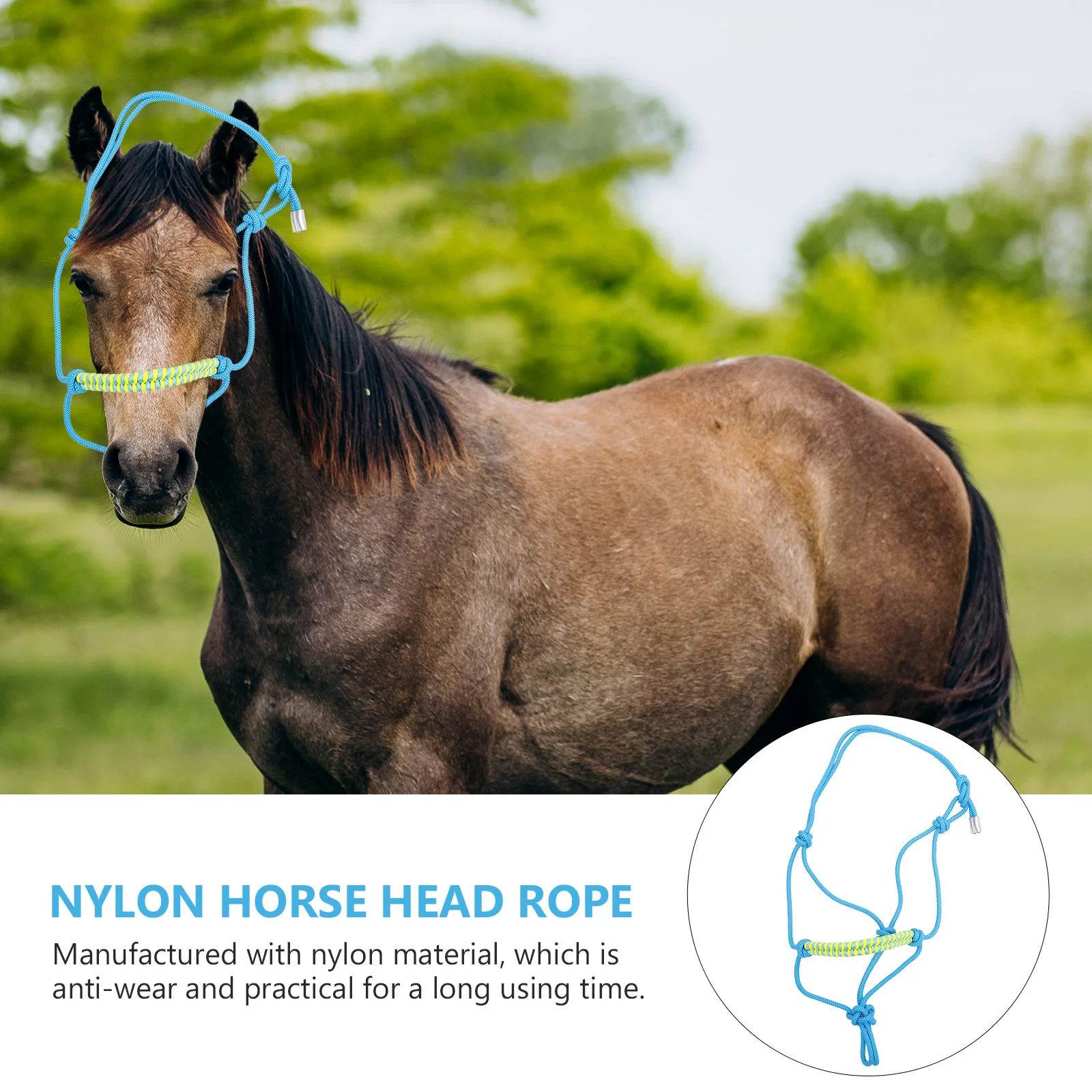 ปรับ Multi-Knot เชือกถัก Horse HEAD ปฏิบัติ Halter Supply เต็ม Reins การฝึกอบรมไนลอนกลางแจ้งเพื่อความปลอดภัย