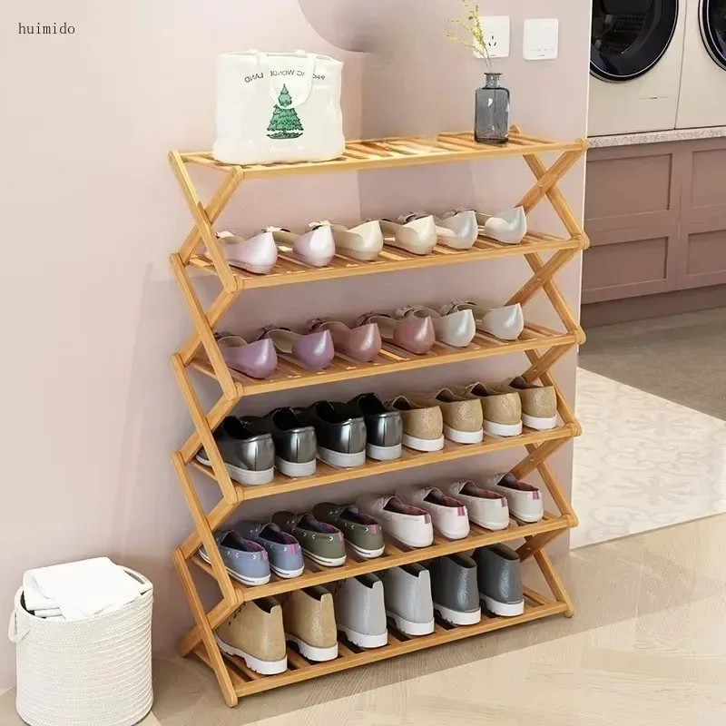 Bamboo Shoe Rack Stand Living Room Furniture Extendable Folding Shoe Rack Organizer High Heels Shoes Rack