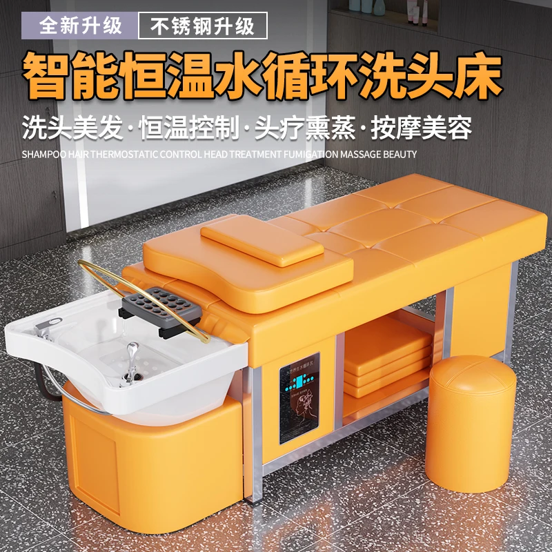 Ceramic Basin Head Therapy Shampoo Bed, Hair Salon, Fumigation and Steaming Water Circulation Thai Massage Head Therapy Bed