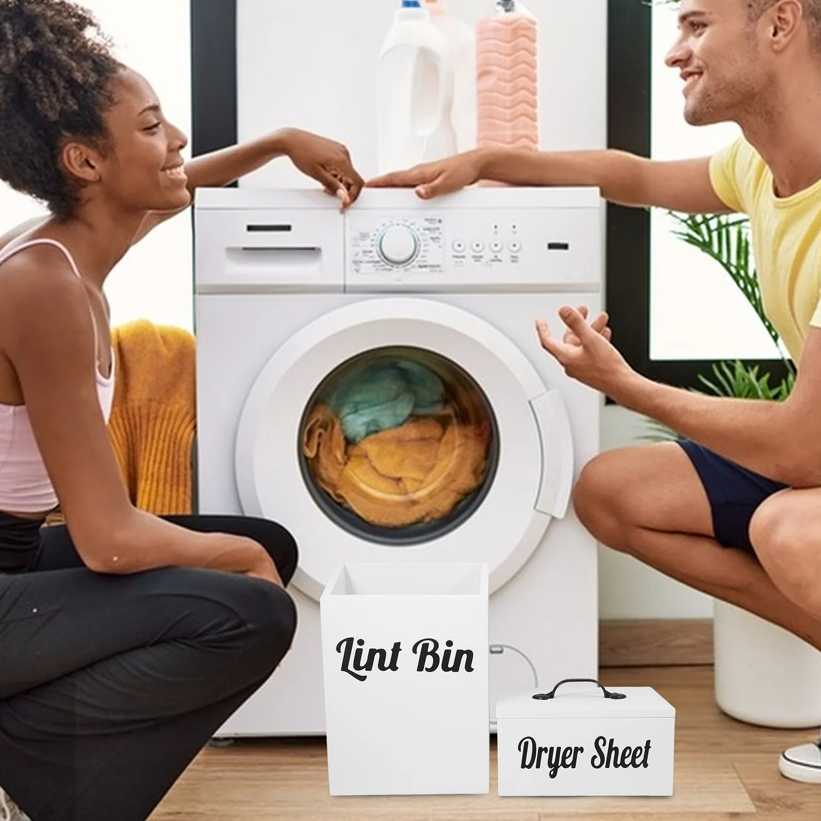 

2pcs Dryer Sheet Storage Box Magnetic Transparent Plastic Container For Laundry Room Organization Sundries Storage Household