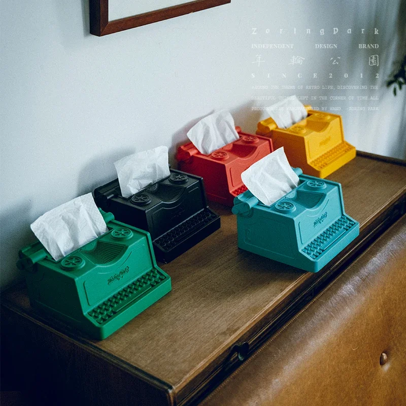 

Typewriter Tissue Box Retro American-Style Paper Holder Study Desktop Decoration Creative Typewriter Model Home Ornaments