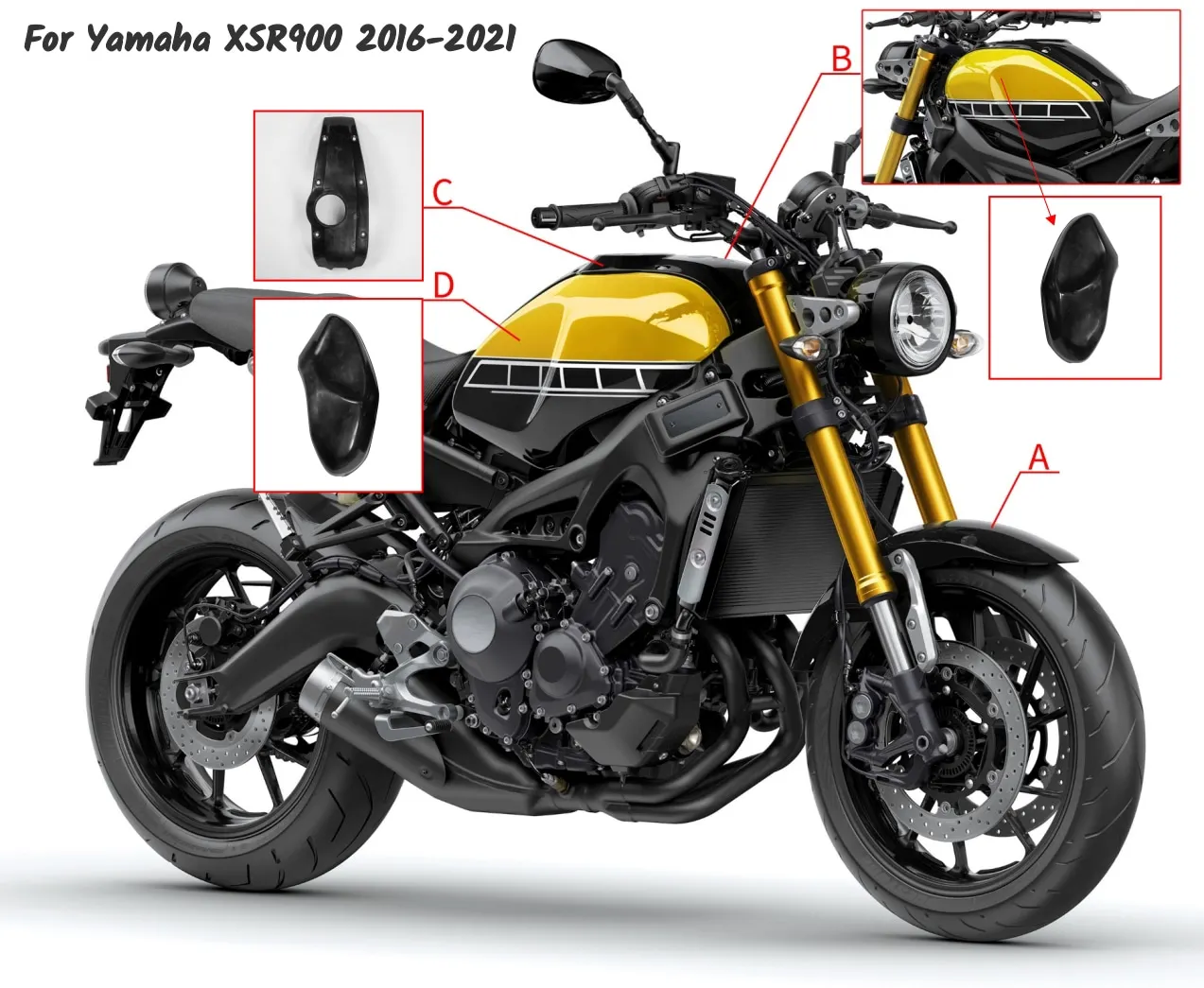 

XSR900 Motorcycle Tank Protect Cover Oil Gas Guard For Yamaha XSR 900 2016-2021 Middle Center Left Right Side Guard Accessories