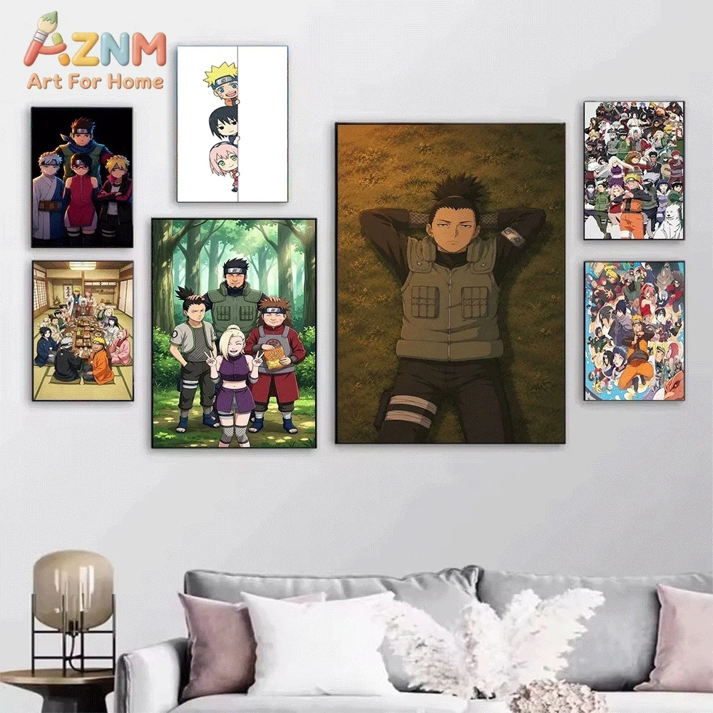 Naruto Konoha Ninja Squad Group Anime Canvas Wall Art Print Poster Unframed Canvas Painting Home Bedroom Living Room Wall Deco