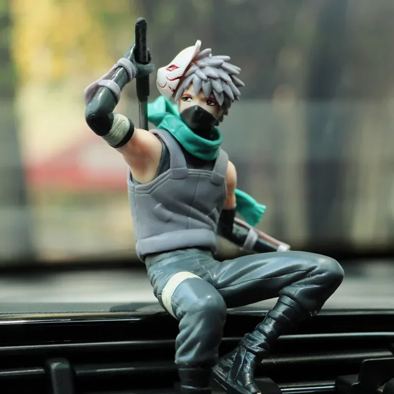 Naruto Kakashi Car Accessories Cute Cartoon Action Figure Figurines Ornament Auto 3D Model Charm Fashion Model Toys Boy Gift New