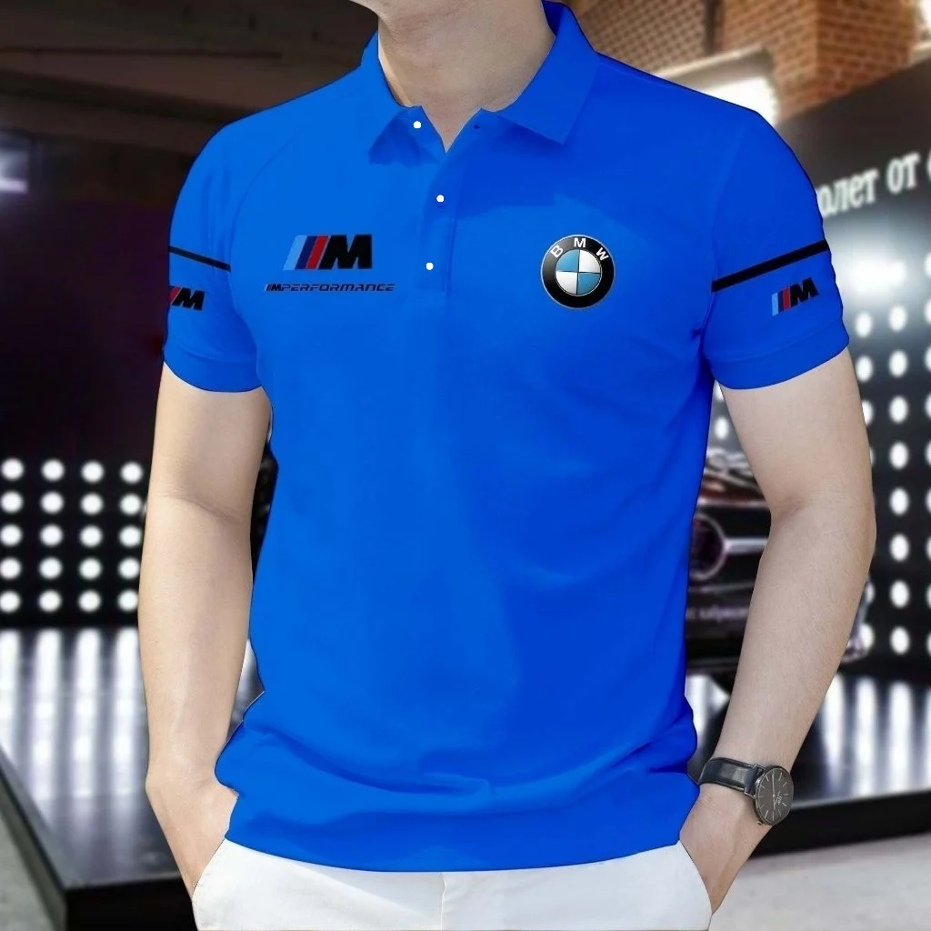 

BMW Summer Polo Shirt Men's Loose Fashion Short Sleeve Quick Drying Motorcycle Racing Motogp Cycling Suit Lapel T-Shirt for Men
