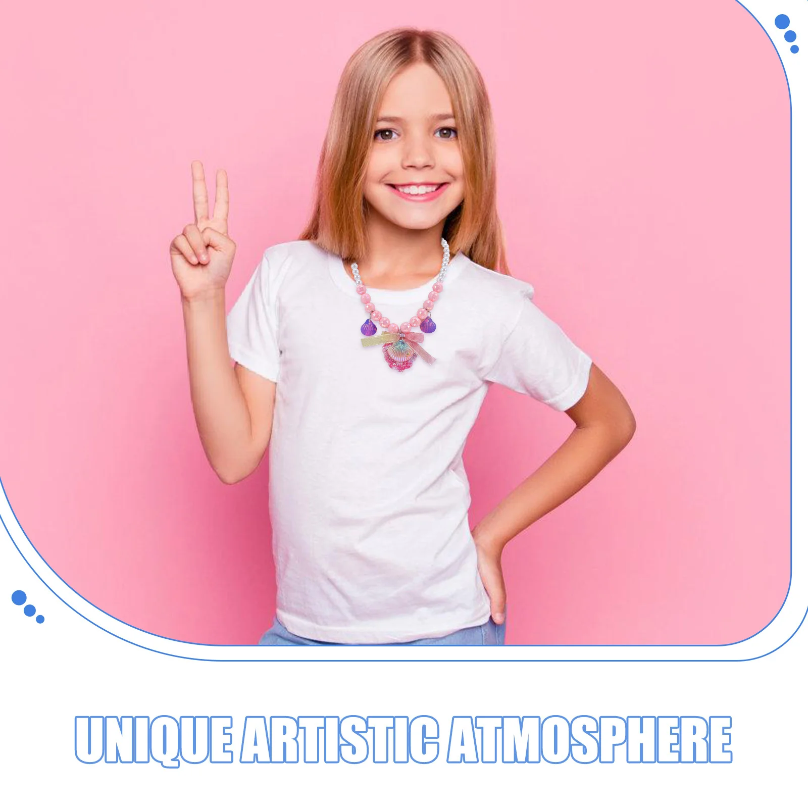 1 conjunto de joias infantis de princesa, conjunto de joias de sereia, inclui colar de concha, pulseira de pérola, brincos, arco, grampos de cabelo, anel para aniversário