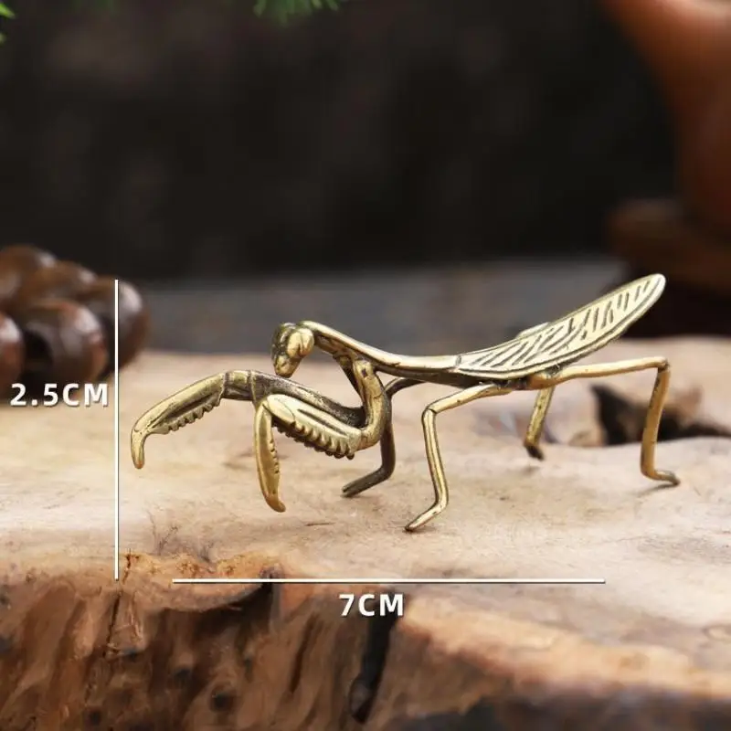 Copper Mantis Miniature Ornament Vintage Flower Pot Decoration Decorative Craft Accessories Tea Pet Antique