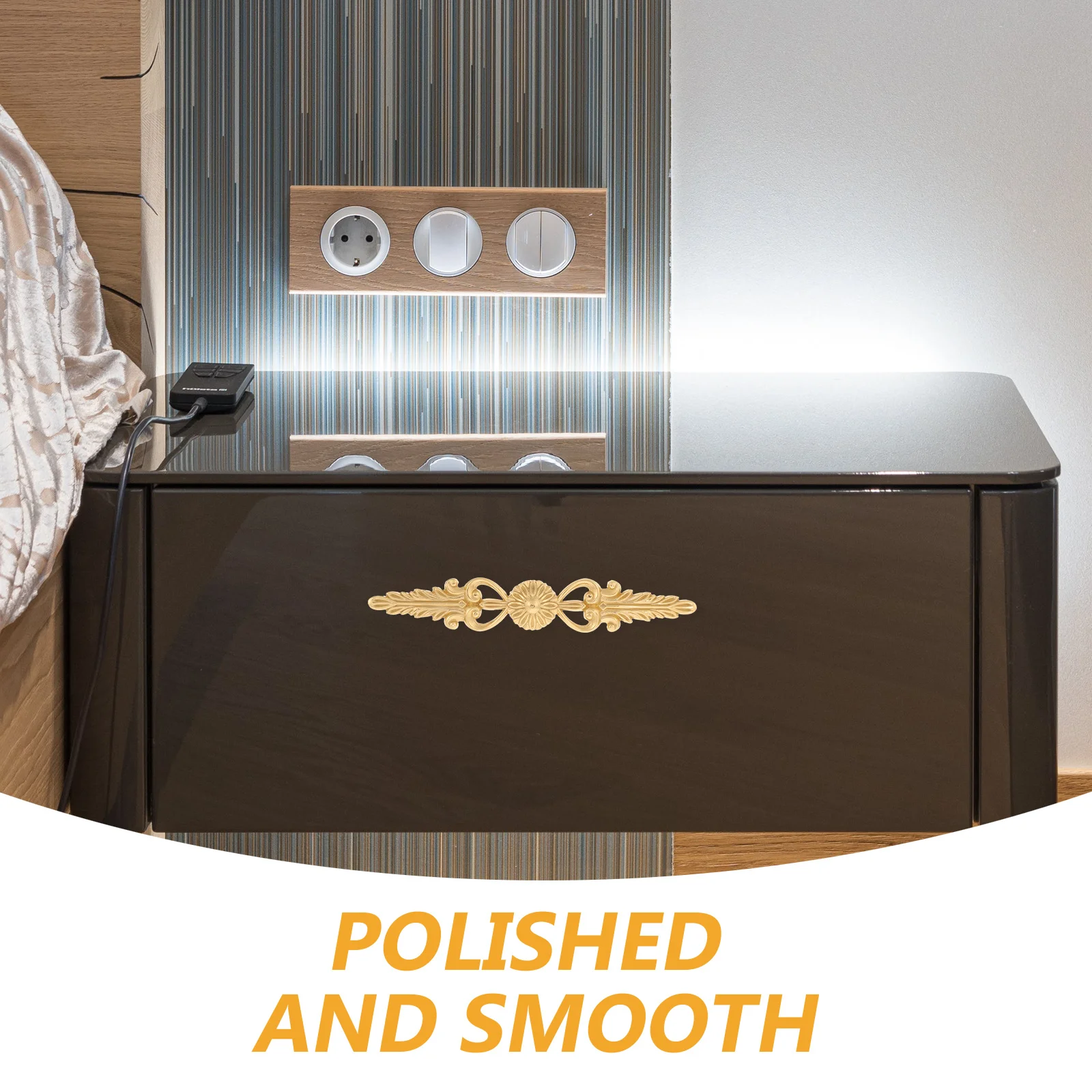

Brass Drawer Handle Metal Cabinet Pull Decorative Dresser Pull Double Hole Handle for Closet Wardrobe Cupboard Furniture
