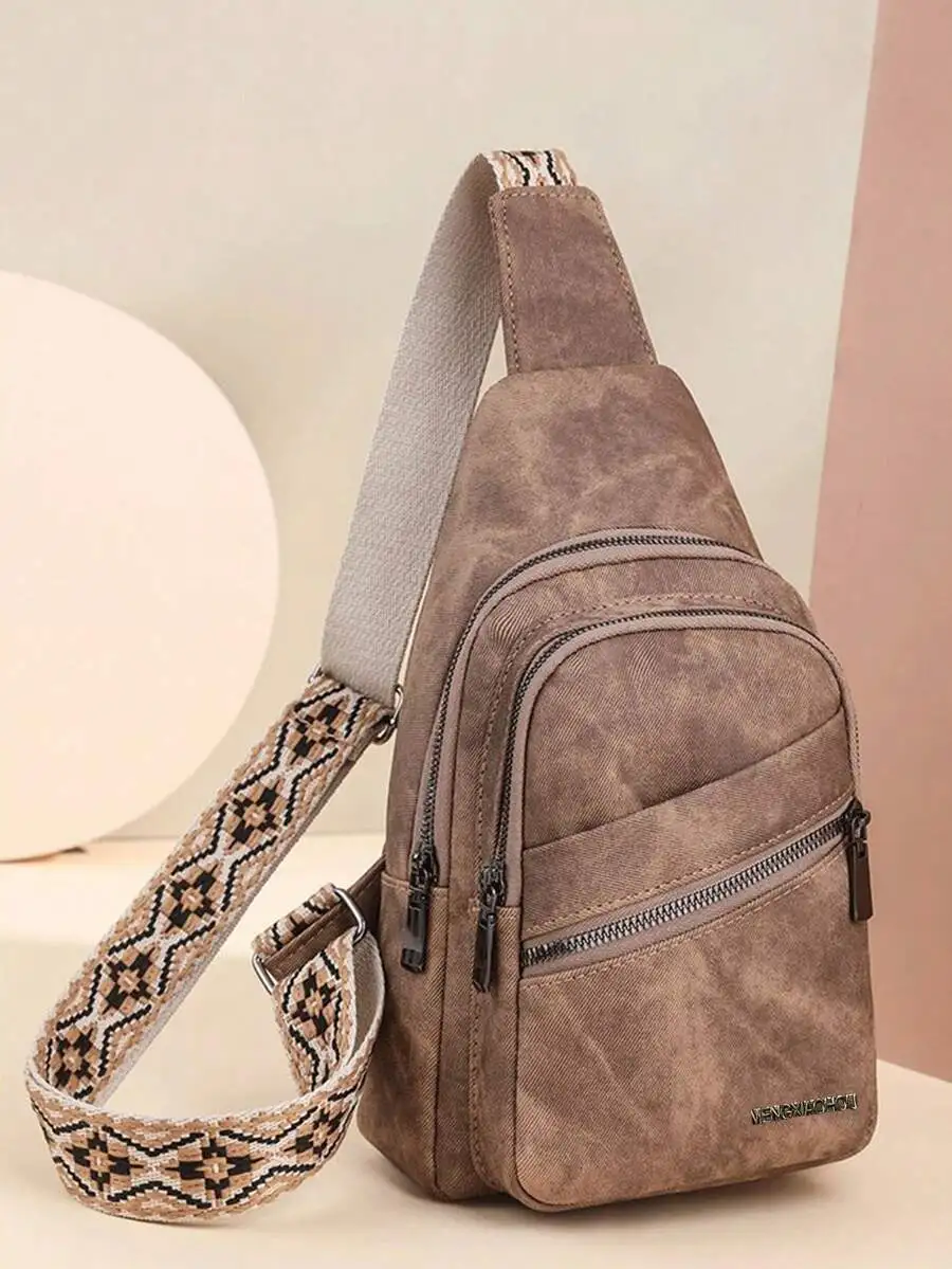 

New Fashion Casual Women's Waist Bag With Chain, Retro Versatile Crocodile Embossed Chest Bag, Christmas Gift, Christmas Red