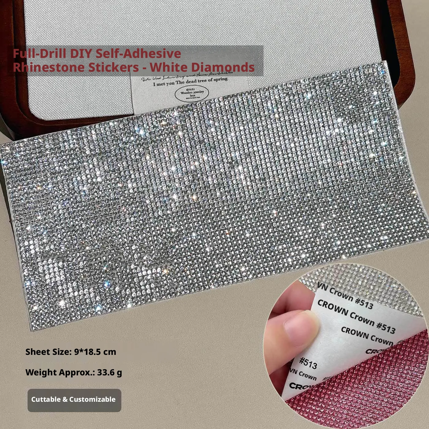 9*18cm Full Diamond Strap Adhesive Crystal Sticker Self-Adhesive Strip for Nail Phone Case Water Cup Pen Holder Decoration ﻿