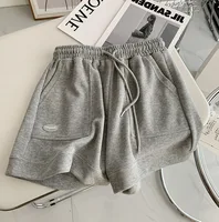 Women's comfortable loose wide-legged drawstring A pants Slim Waist Slim fit casual home versatile sports shorts 6