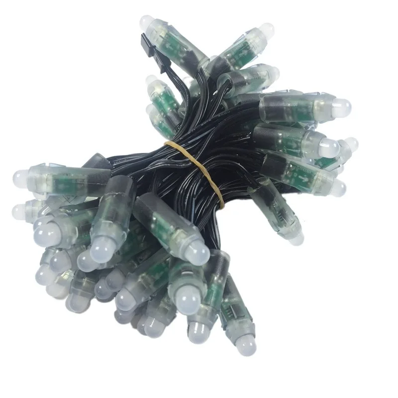 50pcs DC5V/DC12V 12mm WS2811 IC RGB Led Pixel Module String Black wire Waterproof IP68 Digital Full Color LED Pixel Light
