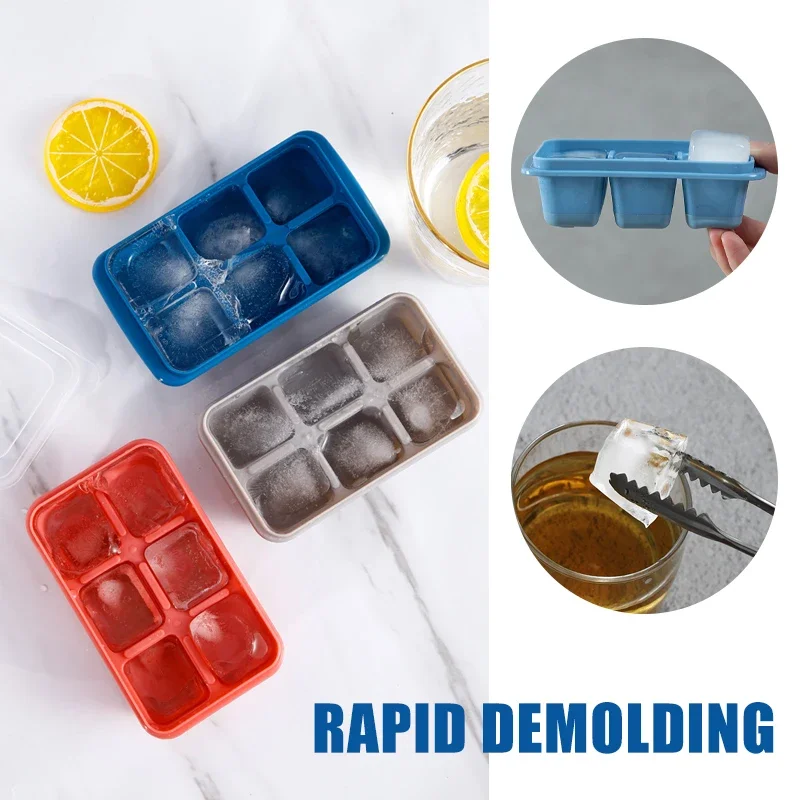 

6 Grid Big Ice Tray Mold Makes Shot Large Food Grade Silicone Square Tray Mold DIY Ice Maker Cube Tray Make Ice Cubes Quickly