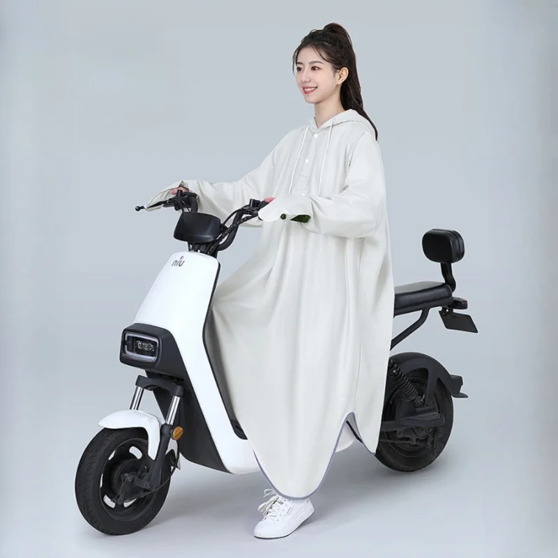 

PVC Soft Fabric Sleeved Poncho Long Single People Fashion Thickened Raincoat Electric Bicycle Battery Car Motorcycle Raincoats