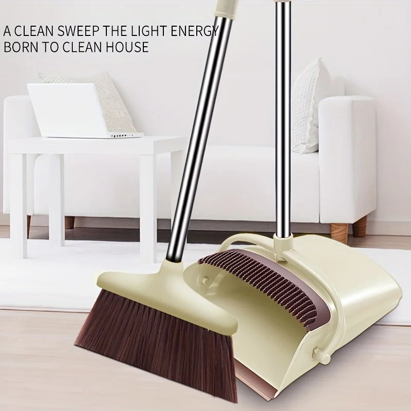 1 Set, Household Broom And Dustpan Set, Durable Sweeping Broom And Dustpan With Long Handle, Creative Dustpan With Comb Tooth,