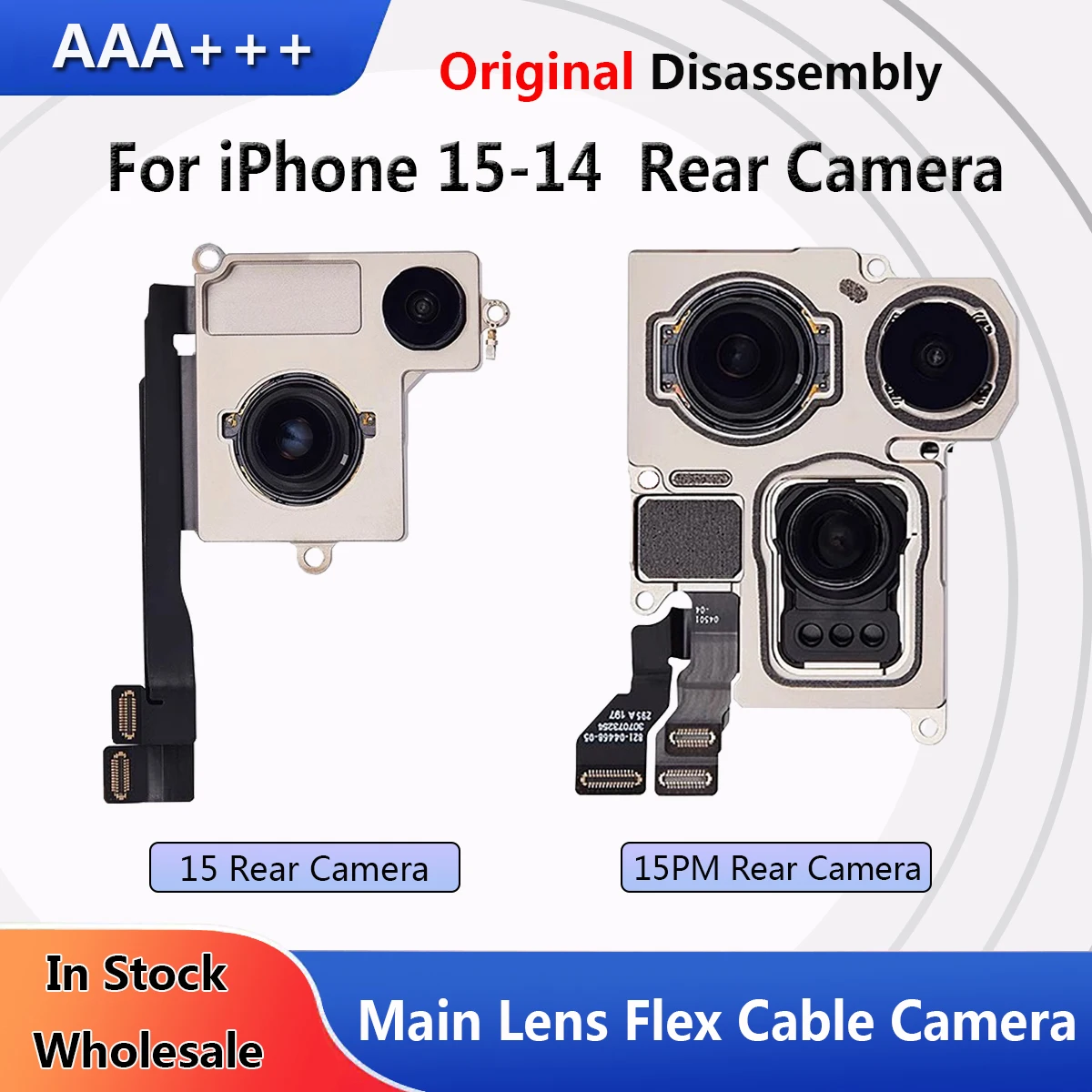 Wholesale Tested Disassembly Rear Camera For iPhone 15 14 13 Pro Max Plus 13Mini Main Lens Flex Cable Camera Teste Delivery 12