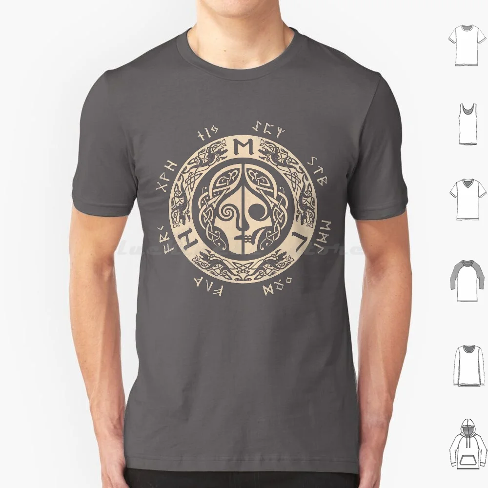 Hel T Shirt Cotton Men Women DIY Print Raidho Hel Helheim Nordic Norse Scandinavian Knotwork Skull Goddess Knots Runes Nordic
