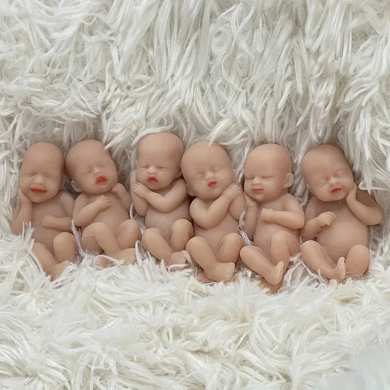 6PCS/set 3Inch Reborn Baby Full Body Silicone Dolls Reborn Doll Very Soft to Touch Anti-Stress Doll Toys