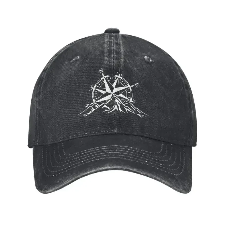 Custom Compass Rose Mountain Baseball Cap For Men Women Cotton Adjustable Nautical Dad Hat Sports Snapback Hats