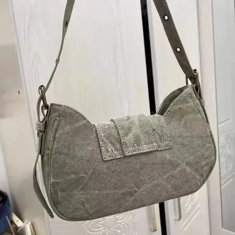 Y2k Vintage Axelväska Amerikansk Gatustil Nitar Grön Canvas Handväska Gotisk Punk Biker Coola Designers Armhålsväska Handväska 6 best sales grön väska - №3