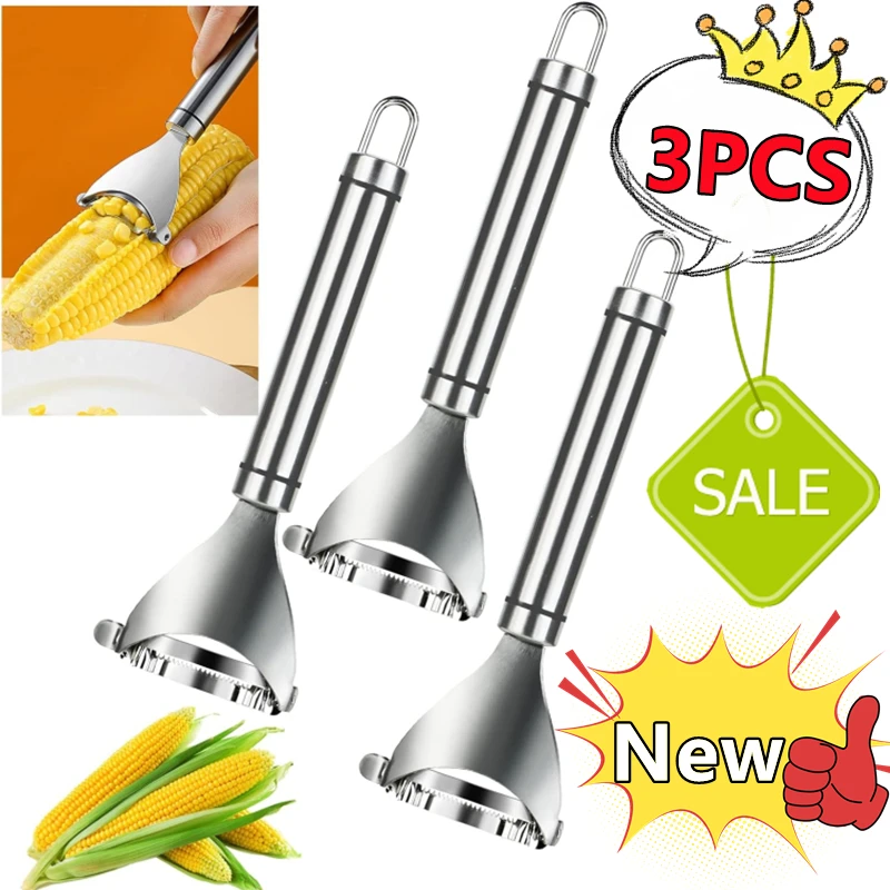 3/2/1PC Stainless Steel Corn Stripper Corns Threshing Corn Thresher Peeler Corn Kerneler Peeler Fruit Vegetable Kitchen Gadgets