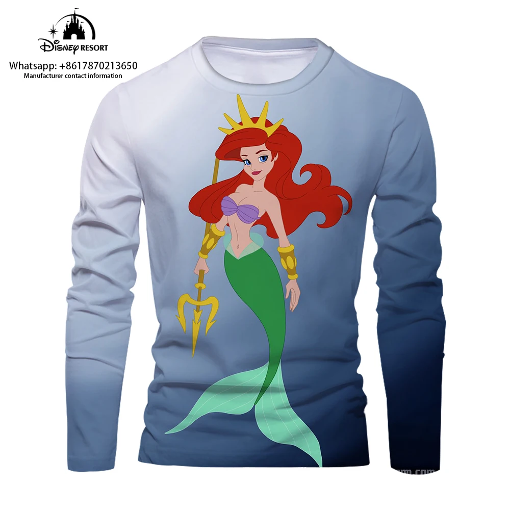 Meerjungfrau Prinzessin Alice Cartoon 3d bequeme Männer Langarm T-Shirt neue Mode lässig Männer Bottom ing Shirt